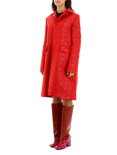 Shop Marni Floral-printed Coat In Lacquer (red)