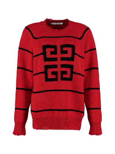 Shop Givenchy Wool-blend Crew-neck Sweater In Red