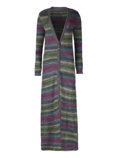 Shop Jacquemus Striped Long Cardigan In Multicolor