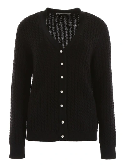 Shop Alessandra Rich Cable-knit Cardigan In Black (black)