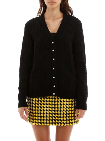 Shop Alessandra Rich Cable-knit Cardigan In Black (black)