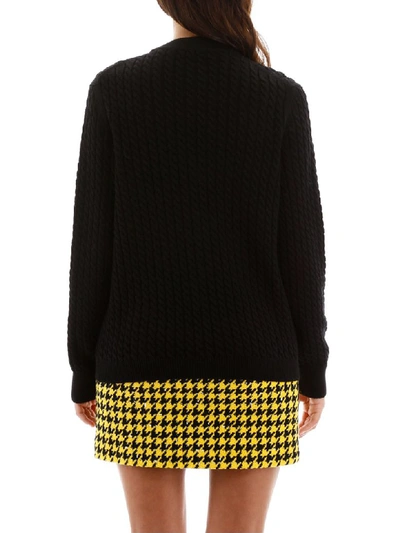 Shop Alessandra Rich Cable-knit Cardigan In Black (black)