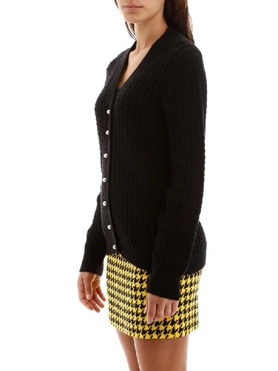 Shop Alessandra Rich Cable-knit Cardigan In Black (black)