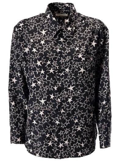 Shop Saint Laurent Stars Print Shirt In Black/chalk