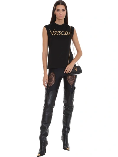 Shop Versace Topwear In Black Cotton