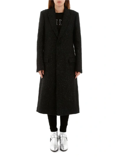 Shop Amiri Boucle Coat In Black (black)