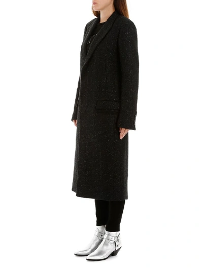 Shop Amiri Boucle Coat In Black (black)