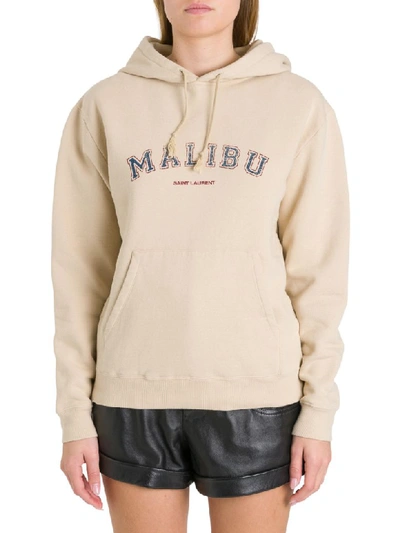 Shop Saint Laurent Malibù Hoodie In Beige