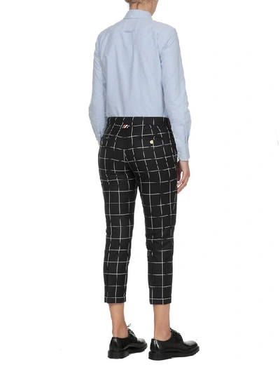 Shop Thom Browne Check Patterned Trouser In Navy