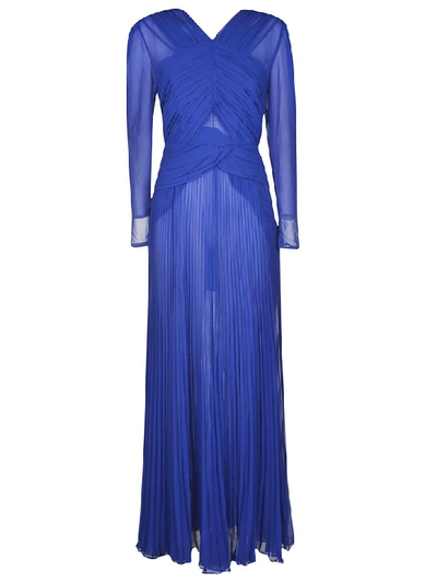 Shop Self-portrait Cross Front Maxi Dress In Cobalt Blue
