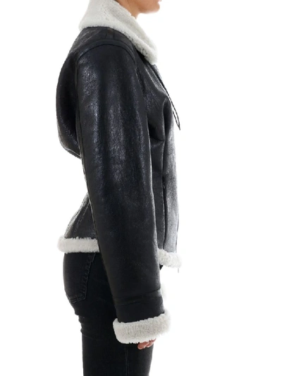 Shop Ben Taverniti Unravel Project Shearling Jacket In Black