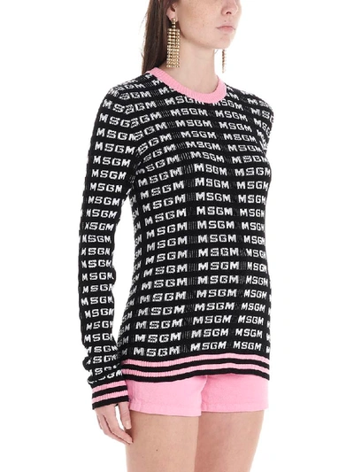 Shop Msgm Sweater In Black & White