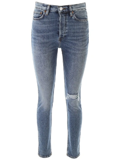 Shop Re/done Ultra High Rise Jeans In Worn Retro Storm (blue)
