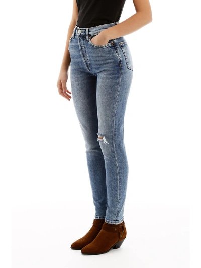 Shop Re/done Ultra High Rise Jeans In Worn Retro Storm (blue)