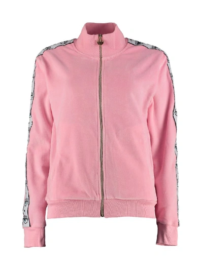 Shop Chiara Ferragni Chenille Full-zip Sweatshirt In Pink