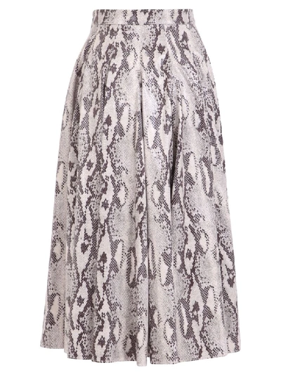 Shop Msgm Python Print Skirt In Beige