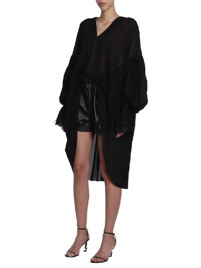 Shop Saint Laurent Long Peasant Blouse In Nero