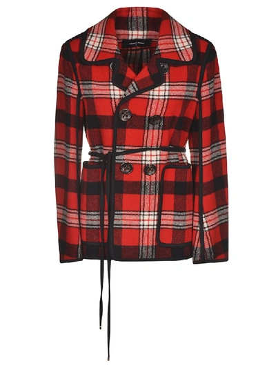Shop Dsquared2 Double-breasted Checked Top In Red