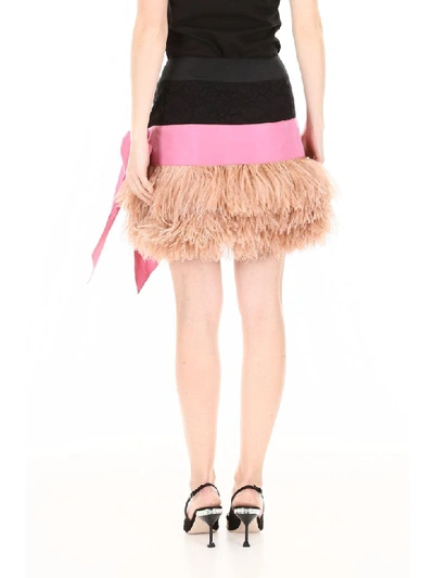 Shop N°21 Mini Skirt With Feathers In Multicolor (black)