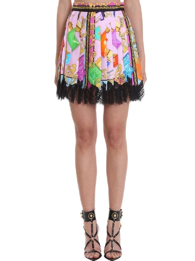 Shop Versace Skirt In Multicolor Silk