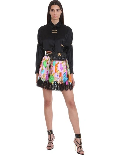 Shop Versace Skirt In Multicolor Silk