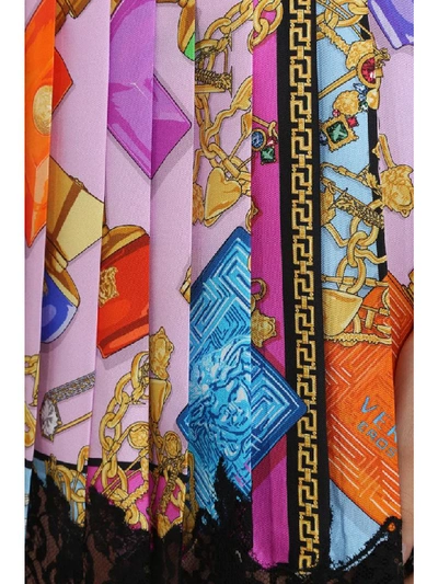 Shop Versace Skirt In Multicolor Silk
