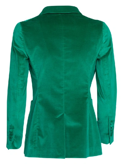 Shop Saulina Double Breasted Cotton Velvet Jacket In Verde
