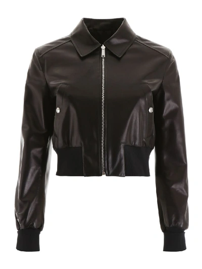 Shop Prada Leather Jacket In Nero (black)