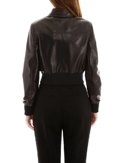 Shop Prada Leather Jacket In Nero (black)