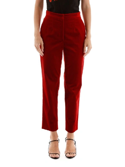 Shop Dolce & Gabbana Velvet Trousers In Rosso Sangue Scuro (red)