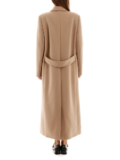 Shop Alessandra Rich Coat With Embellished Buttons In Camel (beige)