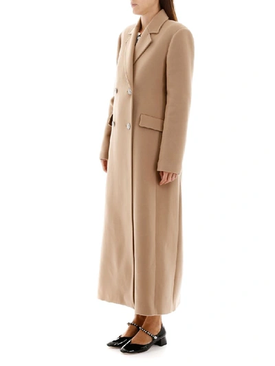 Shop Alessandra Rich Coat With Embellished Buttons In Camel (beige)