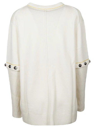 Shop Chloé Studded Sleeve Detail Pullover In Soft White