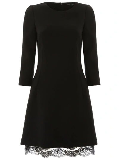 Shop Dolce & Gabbana Mini Dress With Lace Insert In Nero (black)