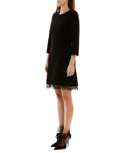 Shop Dolce & Gabbana Mini Dress With Lace Insert In Nero (black)