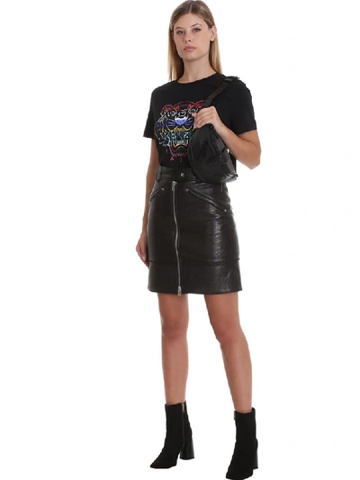 Shop Kenzo Skirt In Black Leather