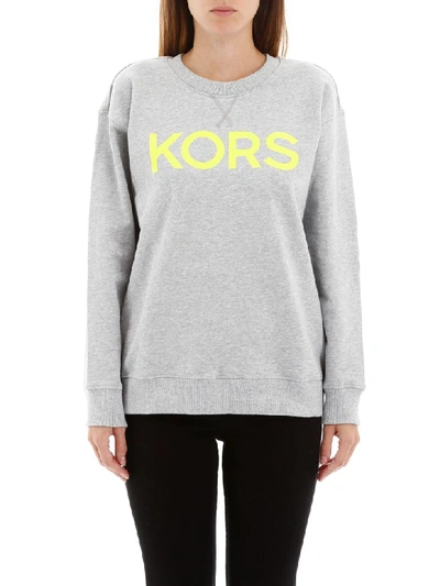 Shop Michael Michael Kors Fluo Logo Sweatshirt In Neon Yellow (grey)