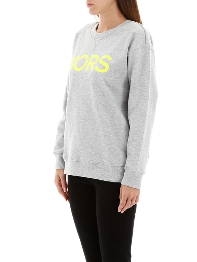 Shop Michael Michael Kors Fluo Logo Sweatshirt In Neon Yellow (grey)