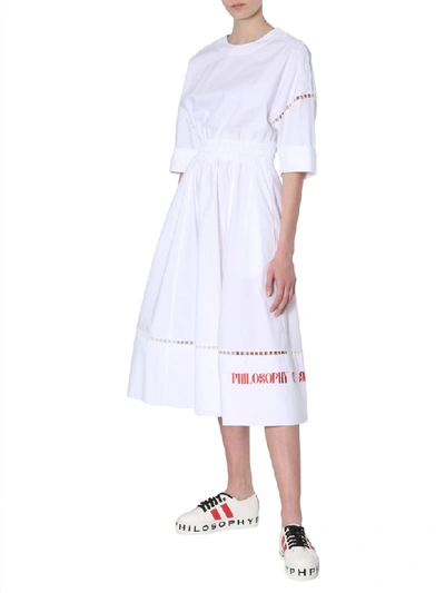 Shop Philosophy Di Lorenzo Serafini Midi Dress In Bianco