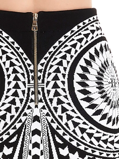 Shop Balmain Tribes Skirt In Bianco E Nero