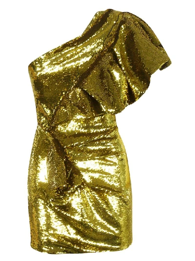 Shop Alexandre Vauthier Sequined Dress In Lemon