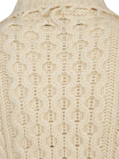 Shop Alanui Fisherman Knit Coat In Bianco