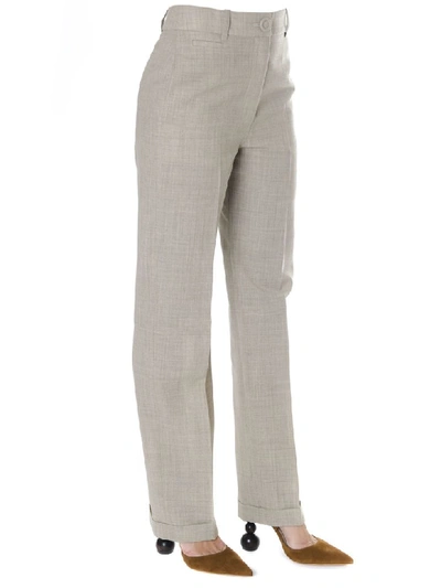Shop Jacquemus Beige High Rise Chino Pants In Cotton Blend