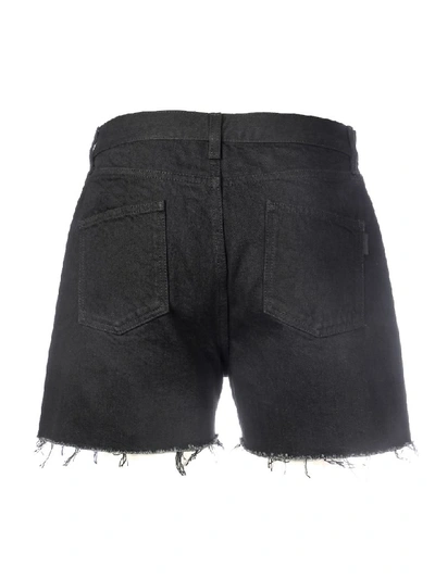 Shop Saint Laurent Denim Shorts Raw Edg In Worn Black