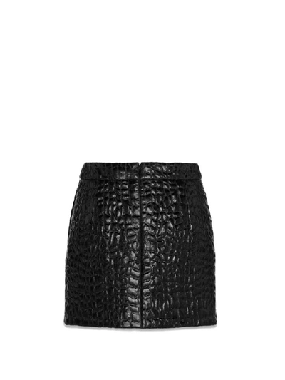 Shop Saint Laurent Croco Laque Jup In Noir