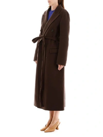 Shop Bottega Veneta Wool Coat In Brown