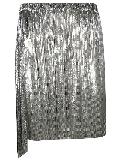 Shop Paco Rabanne Sequin Skirt In Silver