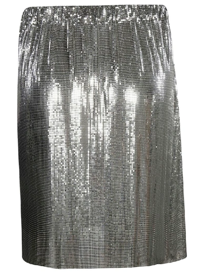 Shop Paco Rabanne Sequin Skirt In Silver