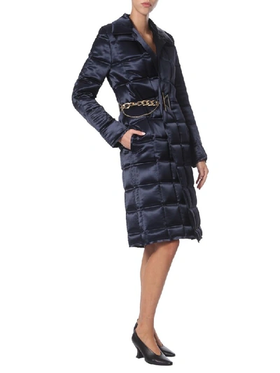 Shop Bottega Veneta Quilted Coat In Blu