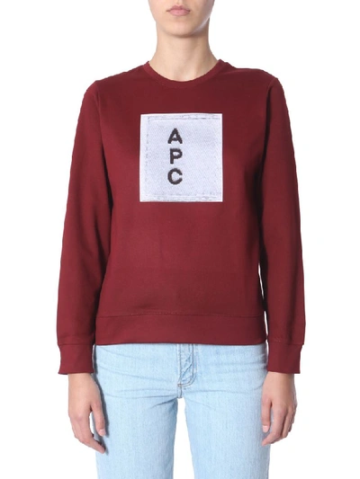 Shop Apc Crew Neck Sweatshirt In Bordeaux